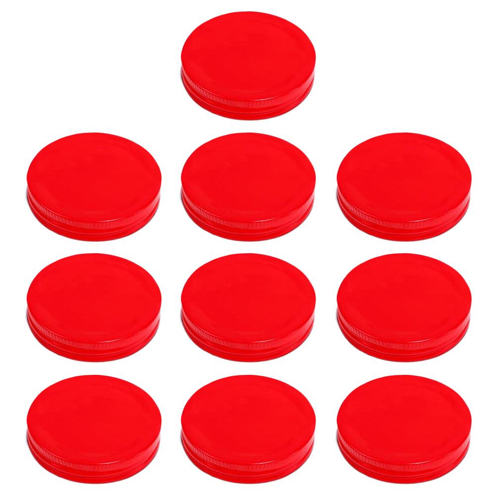 10pcs/lot 70mm Mason Jar Lids Eco-friendly Drinking Canning Covers Leakproof Screw-on Gripping Storage Caps For Wide Mouth Jars: Red