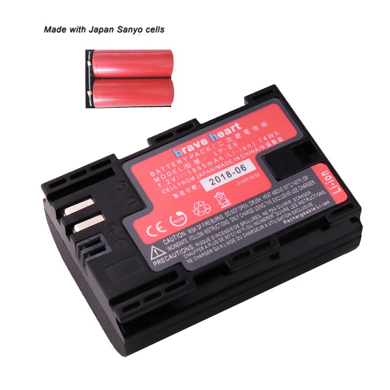 Bateria lp -e6 lp e6 lpe 6n kamera batteri japan sanyo cell + led usb dubbel laddare för canon eos 5ds r 5d mark  ii 5d 6d 7d 80d