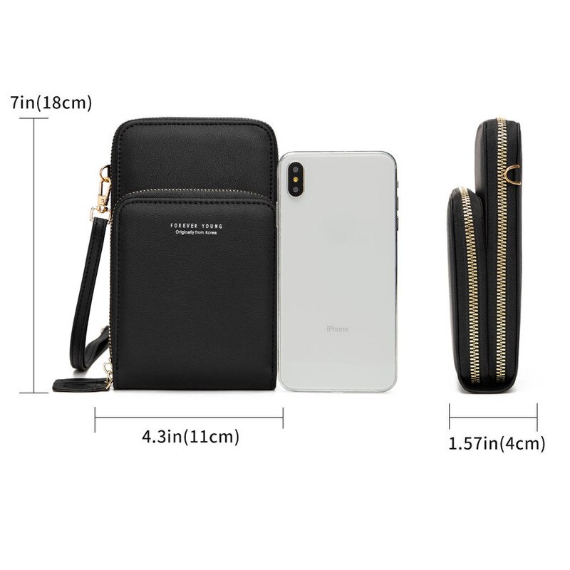 Sac de téléphone universel en cuir imperméable multifonctionnel d'écran tactile pour Samsung/iPhone/Huawei/Xiaomi