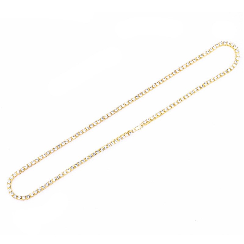 White/Gold/Black 20/24/30 Inch 1 Row 4MM Simulated Lab Diamonds Chain Hip Hop Style Tennis Necklace Men Outfits Party Clubwear