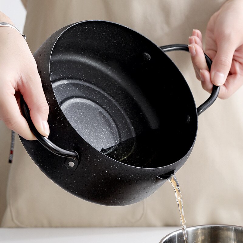 Japanse Stijl Frituren Pot Maifan Stone Anti-Stick Tempura Frter Pan Gebakken Kip Pot Koken Gereedschap Keukengereedschap zwart