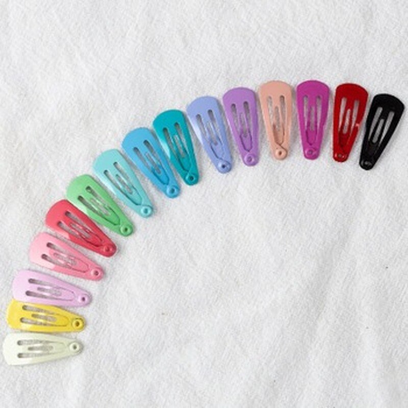 50 pçs/caixa 3cm spray liga drop-shaped crianças grampos de cabelo doce cor bonito meninas acessórios de cabelo bebês barrettes headbands: mixed color