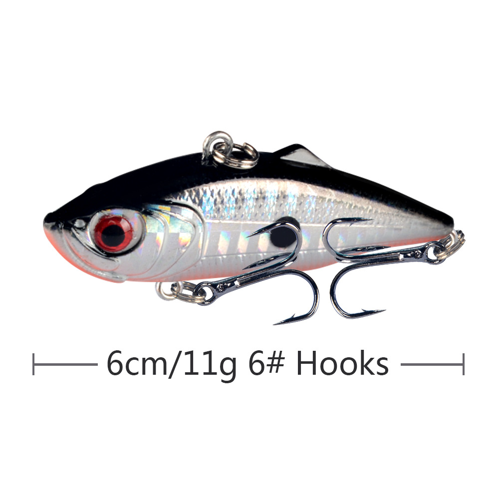 Señuelo de pesca con vibración VIB, 6cm, 11g, fundición larga, Rattlin Iscas, Wobbler Artificial, cebo duro de plástico, aparejos de carpa para nadar, 1 Uds.: Gris
