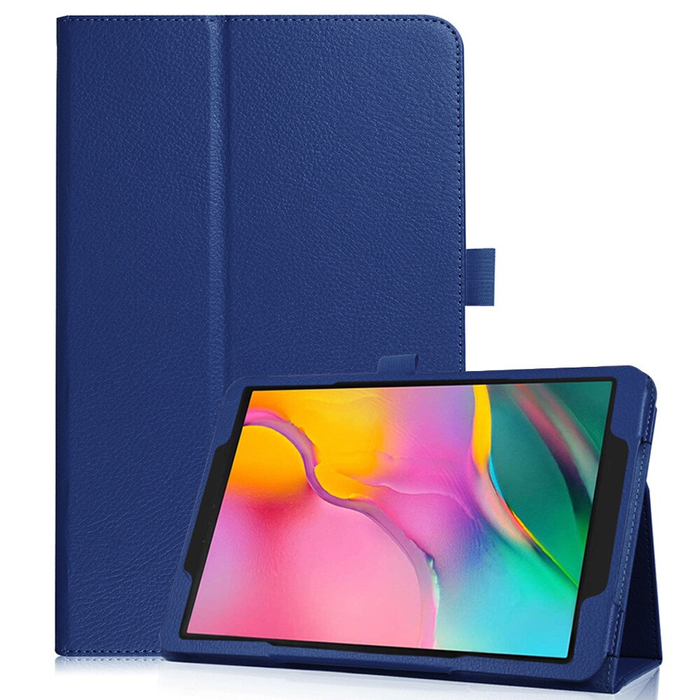 Tablet Case Pu + Lederen Flip Case Cover Voor Samsung Galaxy Tab Een 10.1 SM-T510 T515 Leather Slim vouwen Funda Tablet # Ew: Dark Blue