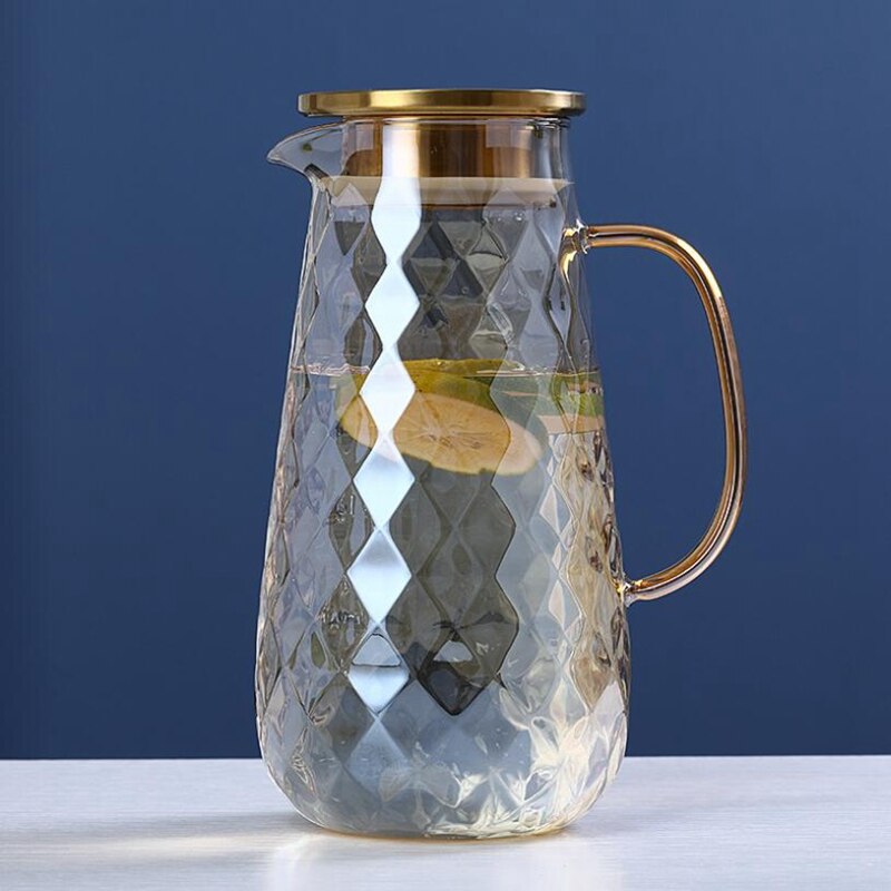 54Oz Glass Pitcher with Lid Iced Tea Pitcher Water Jug Cold Water Ice Tea Wine Coffee Milk and Juice Beverage Carafe