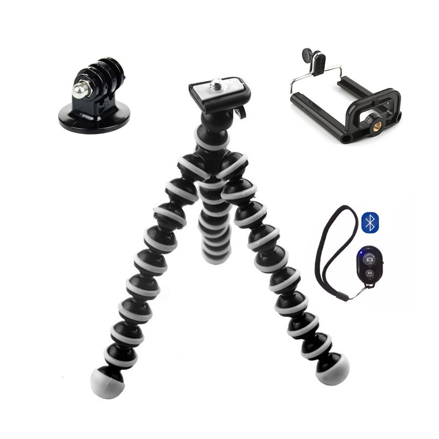 SANGER SLR Actie Camera Mobiele Telefoon Octopus Statief + Mount Adapter Stand + Clip Kleine/Medium/Large met bluetooth Afstandsbediening: Small Remote kit