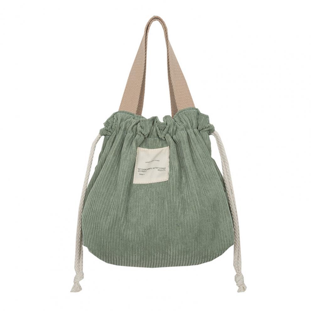 Thermal Insulated Lunch Bag Drawstring Thermal Insulated Bag Corduroy Beach Picnic Lunch Bag for Work Outdoor Lightweight: Green