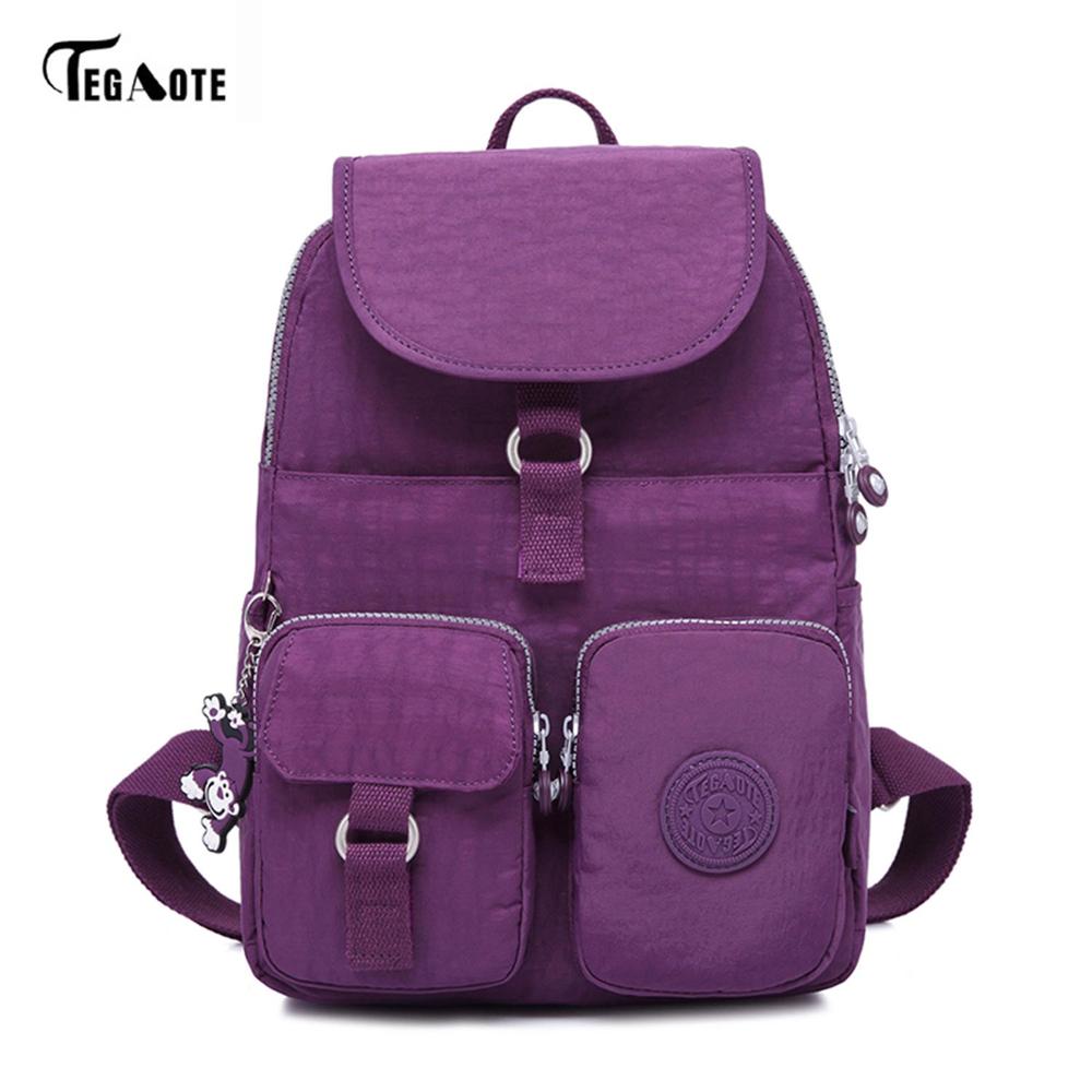 TEGAOTE School Backpack for Teenage Girls Mochila Feminine Backpacks Women Solid Famous Nylon Casual Laptop Bagpack Female