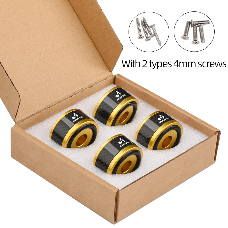 4PCS HiFi Speaker Shock Absorber Hi-end Carbon Fiber Solation Feet Pad for DAC Stereo Audio Speaker Amplifier: Gold