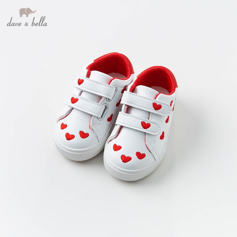 Db12861 dave bella baby pige forår sko født baby pige afslappet hjerte print sko