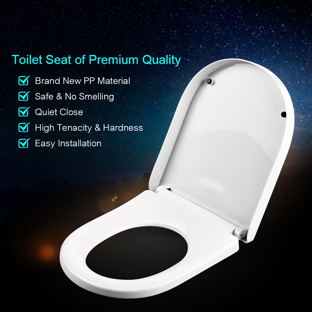 Bathroom Round Toilet Seat No Smelling Easy to Install &amp; Clean Toilet Seat with Lid Adjustable Distance