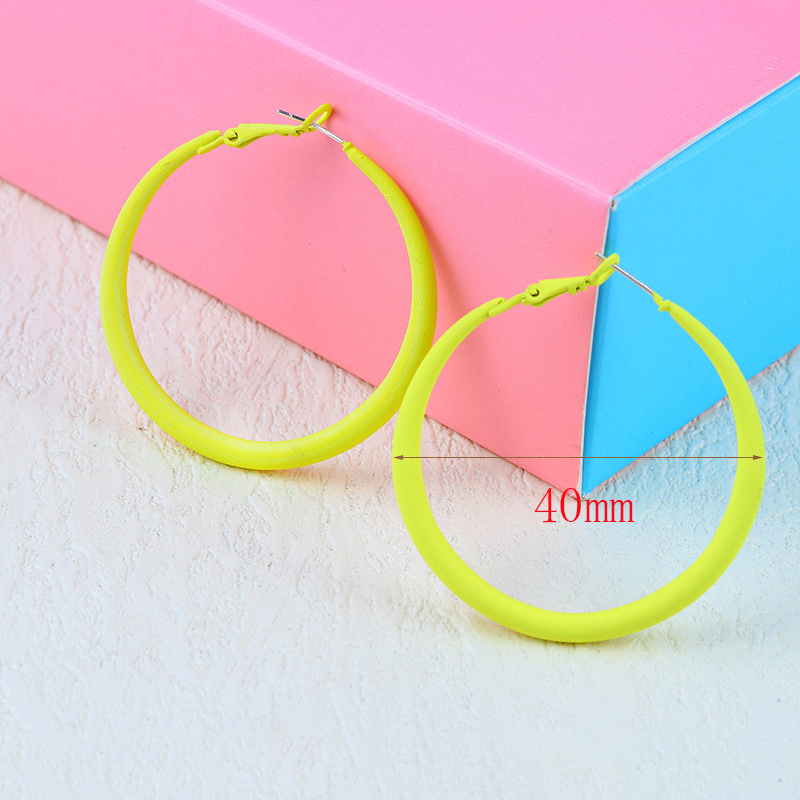 Summer Colorful Neon Hoop Earrings Pink Blue Green Yellow Large Circle Earrings for Women Girl Rock Punk Jewelry