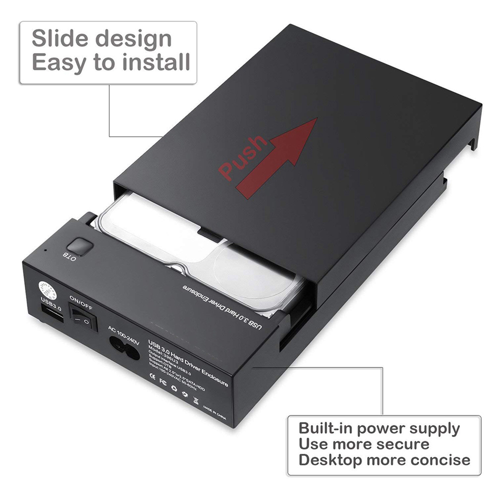 396U3 External Hard Drive Enclosure 3.5 Inch USB 3.0 to SATA III Lay Flat Hard Drive Docking Station for 2.5 3.5 inch HDD SSD