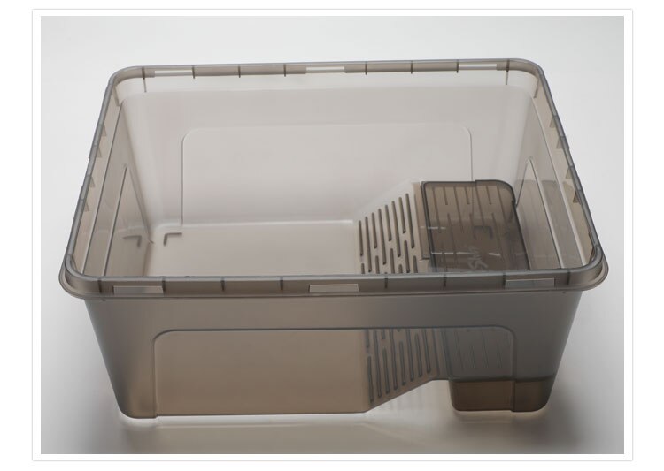 Turtle Tank with Drying Platform, Turtle Breeding Box, Brazilian Turtle, Nursery Pot, Terrarium, Transparent Amphibious Villa