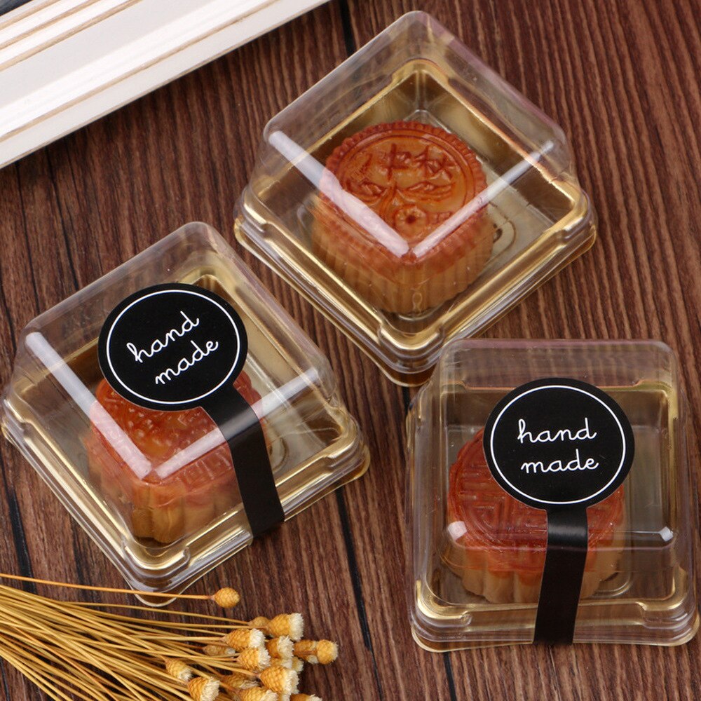 10/50/100PCS Adhesive Long Style "HAND MADE" Black Handmade Cake Packaging Sealing Label Kraft Sticker Baking DIY Stickers