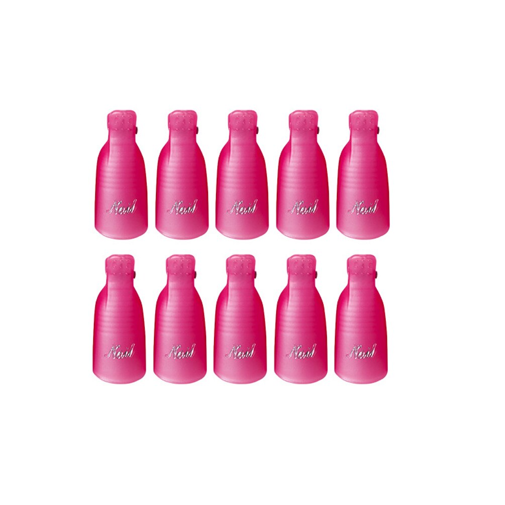 Plastic Nail Art Losweken Cap Clip Uv Gel Polish Remover Wrap Tool Nail Art Tips Voor Fingers Nagellak remover Nail Tool: Rose Red