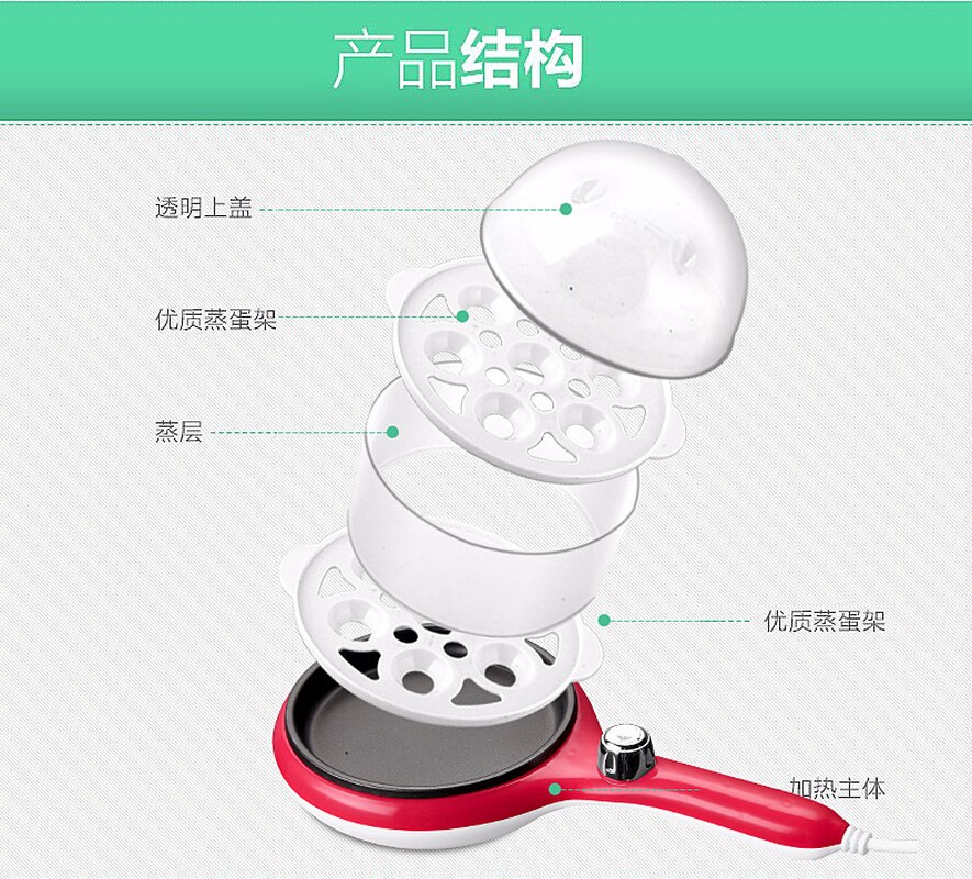 Multifunctionele Dubbele Laag Ei Steamer Mini Miniatuur Eierkoker Automatische Power Off Koekenpan Drie-in-een Ontbijt machine