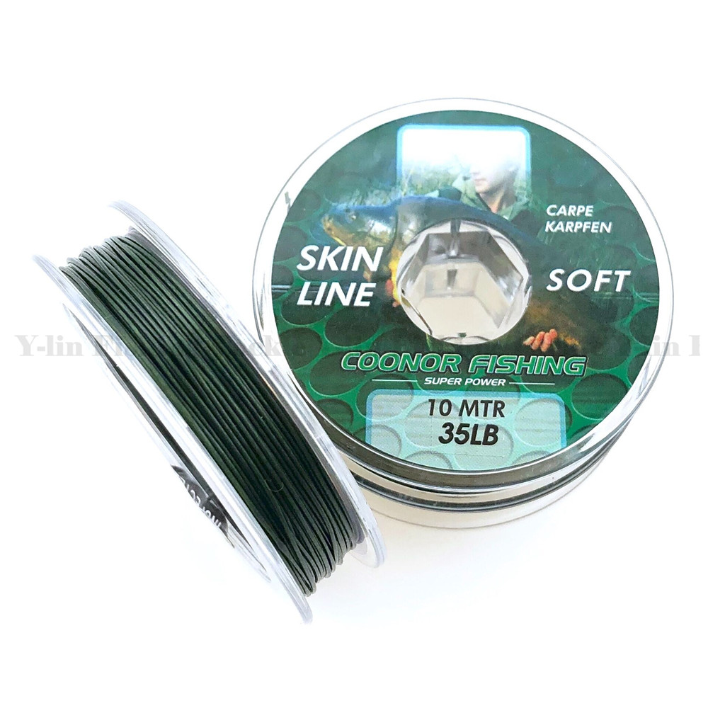 10m Carp Fishing Line Green Coated Braid HookLink Lead Core Leader For Hair Rigs Quick Sinking Skin Line 15LB 25LB 35LB