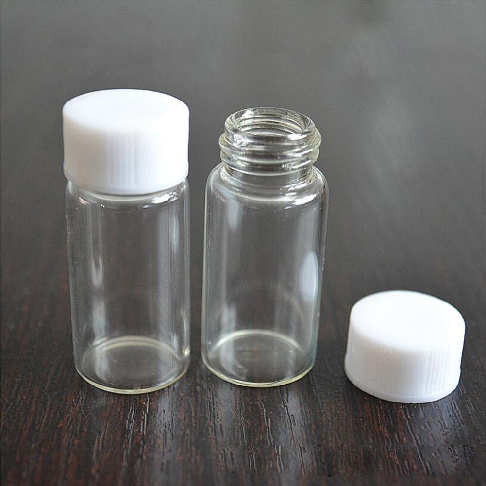 Os frascos de vidro pequenos do âmbar transparente claro de 50 pces 3ml engarrafa recipientes de garrafa do reagente do laboratório da amostra de brown com tampão de parafuso: White cap Clear vial