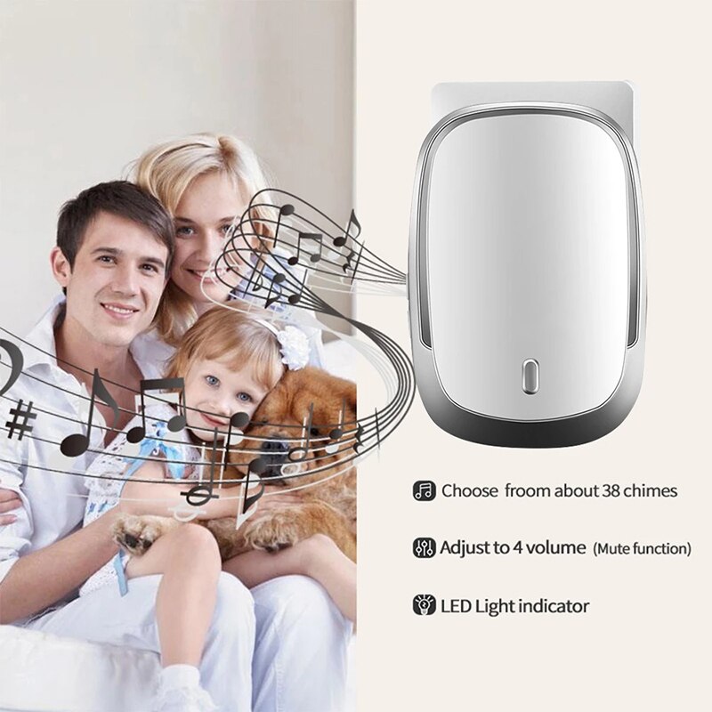 Wireless Doorbell Waterproof Battery Powered 300m Range Smart Digital Home Door Bell 36 Chimes 4 Volume B88