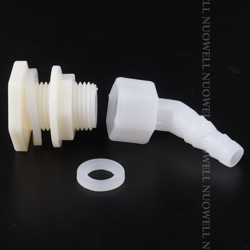 4Sets 1/2" ABS Water Tank Connectors Aquarium Fish Tank Outlet Joints Bucket Connector Adapter Drain Pipe Fittings