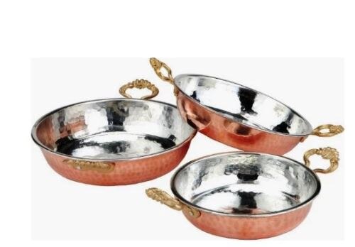 Turkiskt kopparaktig 3 'lü koppar sahan set koppar non-stick stekpanna stek ägg stekpanna kök matlagningsverktyg