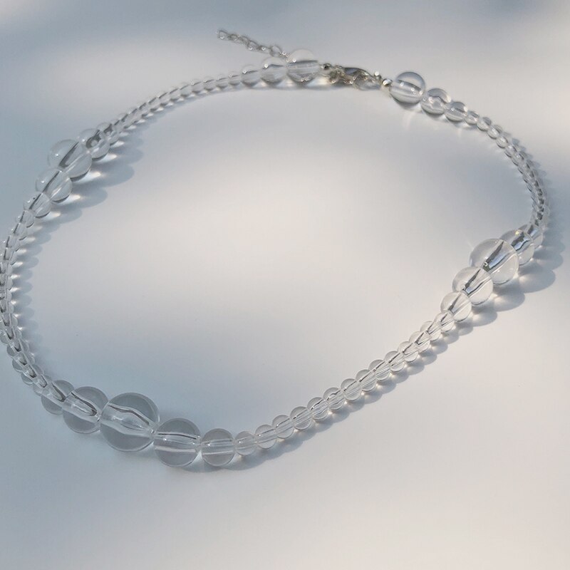 Huanzhi gennemsigtig akryl harpiks knyttet vedhæng halskæde  s925 lang kæde halskæde til kvinder piger bryllup smykker: 3