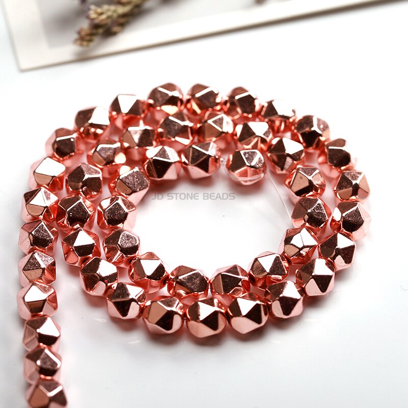 Rose Gold Ronde Facet Hematiet kralen Grootte 8-10mm Magnetische Edelsteen Voor Sieraden Maken