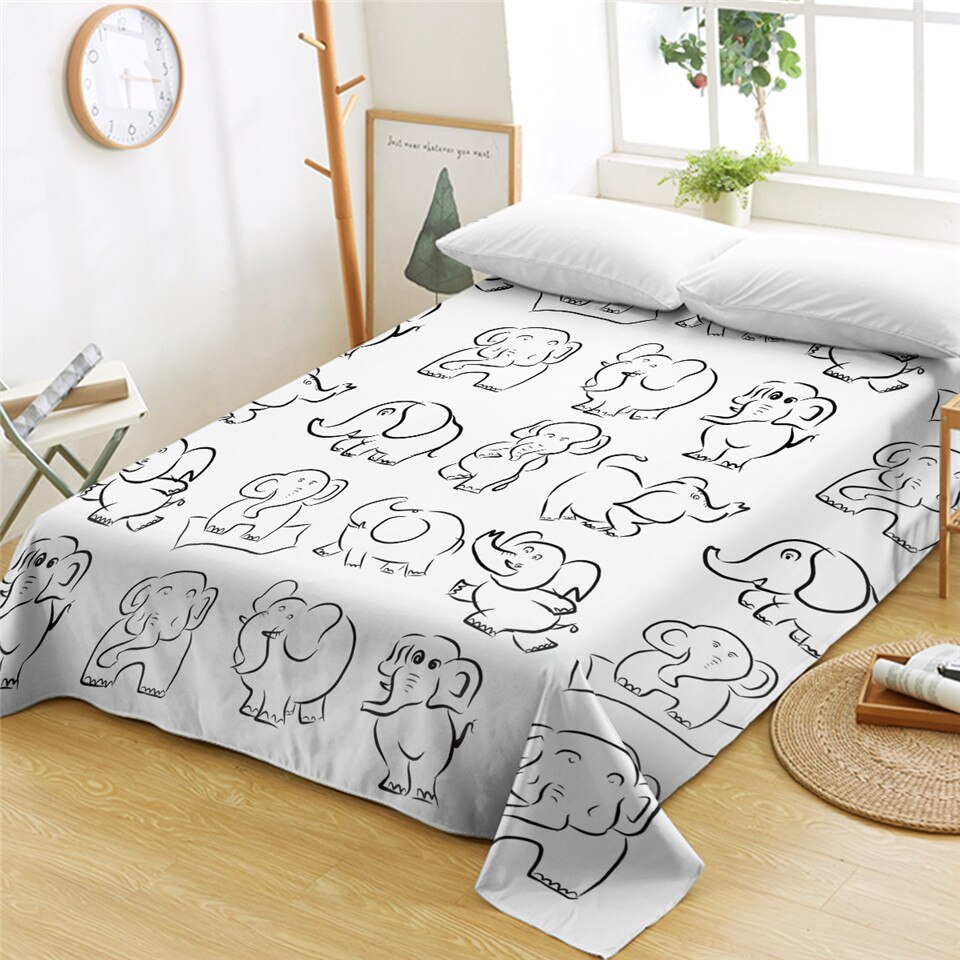 BeddingOutlet Elephant Bed Sheets 3D Printed Flat Sheet Photography Bed Linen Adults Black and White Bedspreads Queen: 5 / Twin 168cmx239cm