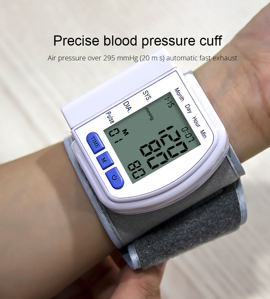 Automatisk digital håndleds blodtryksmåler lcd bp tonometer måler blodtryksmåler tensiometro tansiyon aleti pulsometer