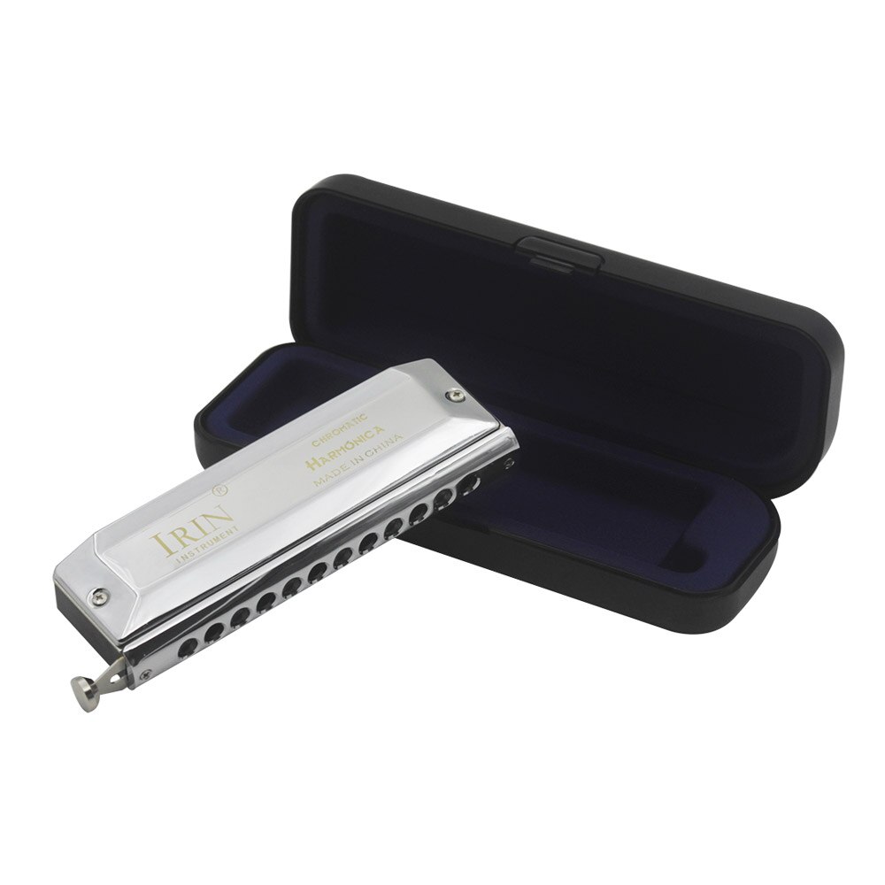 12 hål 48 toner kromatisk munspel mun orgel nyckel av creed blåsinstrument för nybörjare med förvaringslåda för rengöringsduk