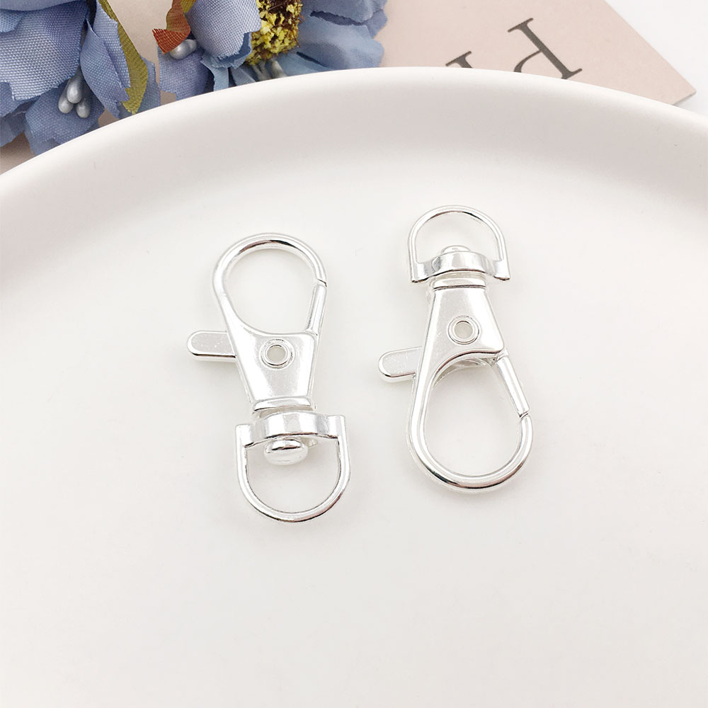 Ganchos de broche de langosta chapados en oro de aleación de Zinc clásico, para bricolaje, llavero, collar, pulsera, accesorios para hacer joyas, 6 colores, 10 unids/lote: S / Negro