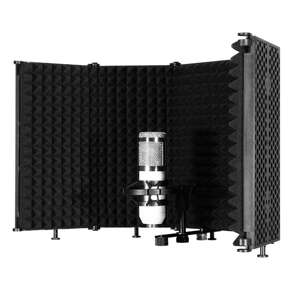 Sound Noise Insulation Cover Recording Studio Microphone Windshield Screen Adjustable Five Panel Microphone Blowout Preventer