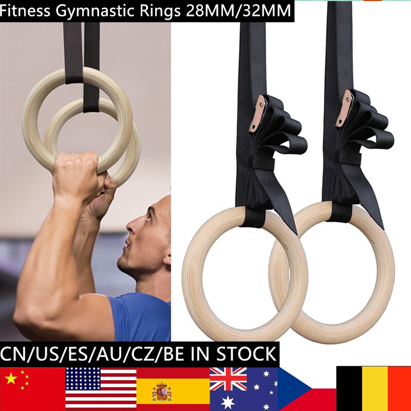 violin Institut Gammeldags Gymnastik ring træner gym udstyr fitness gym træning med spænde bælte træ  pull-up muskel træning ring – Grandado