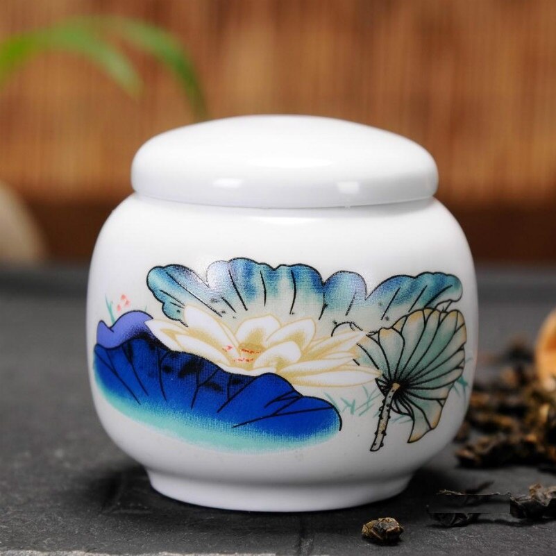 Mini boîte à thé Portable créative en céramique, récipient traditionnel chinois à thé avec motif de peinture chinoise: 6x6cm / 05