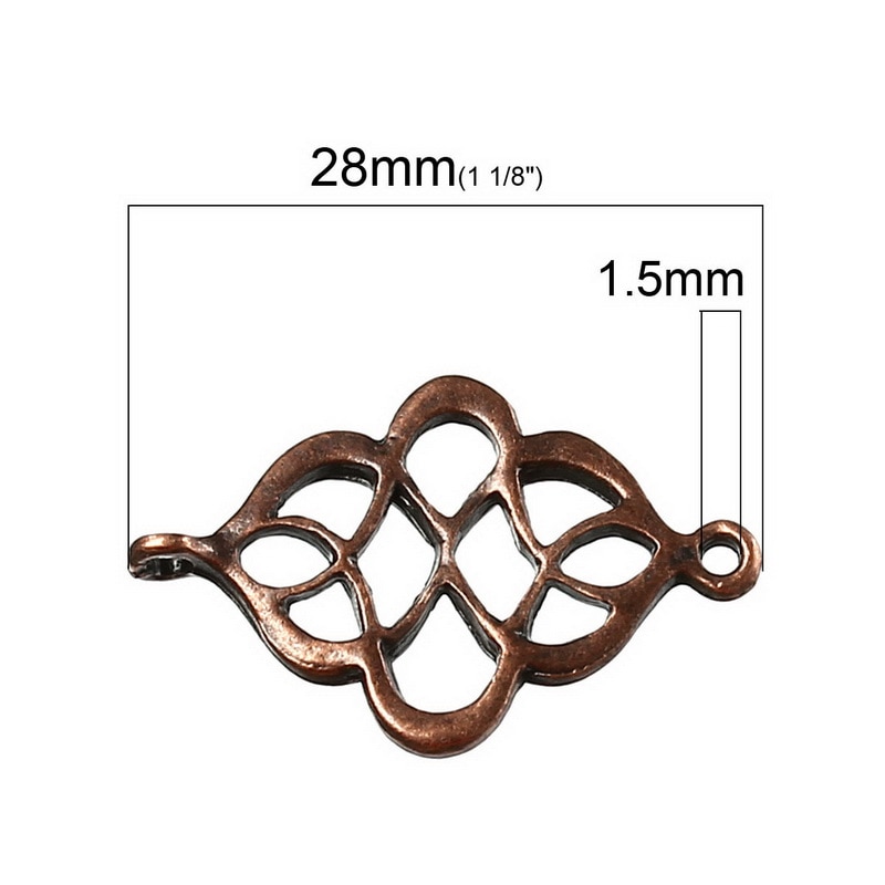 DoreenBeads Zinc metal alloy Connectors Findings Calabash Antique Copper 28.0mm(1 1/8") x 18.0mm( 6/8"), 7 PCs