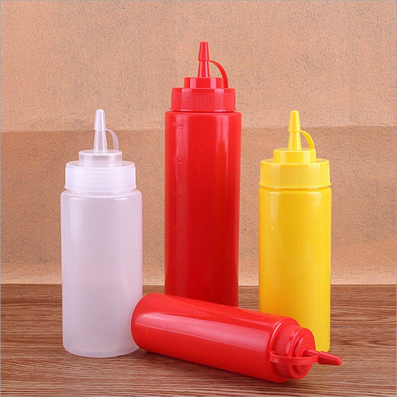 Squeeze Squirt Kruiderij Flessen met Twist Op Cap Deksels Ketchup Mosterd Mayo Sauzen Olijfolie Flessen Keuken Gadget