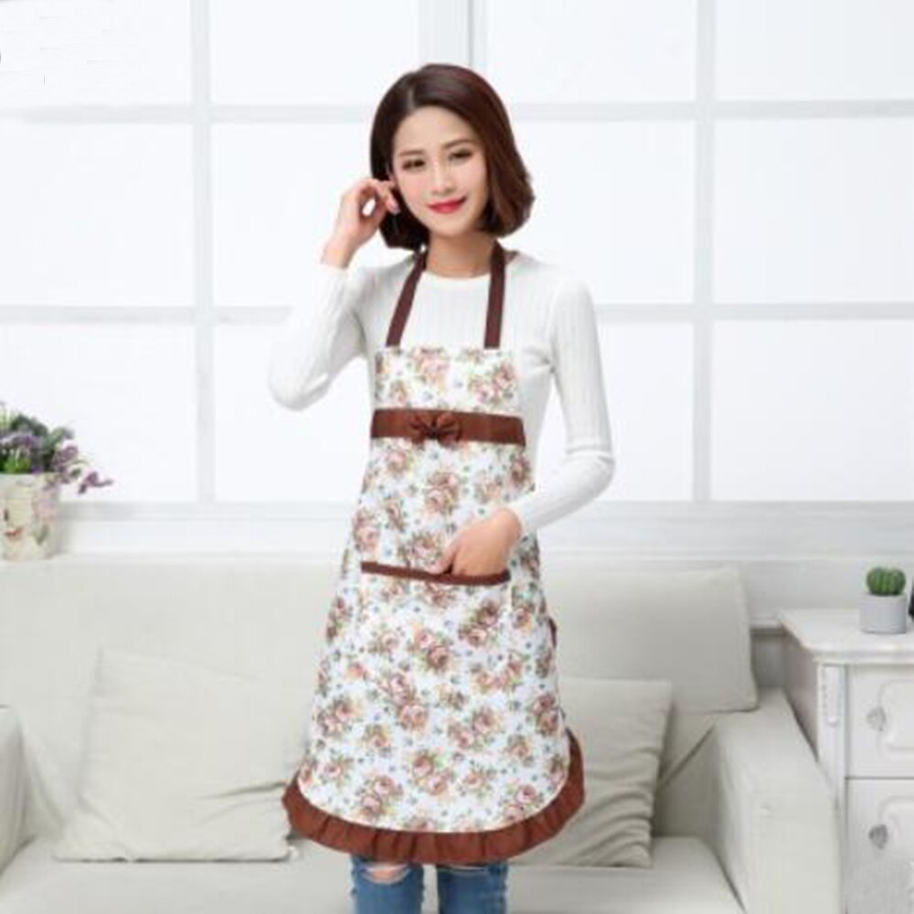 1pc blomster trykforklæde kort oliefast forklæde rengøring med lommeforklæde køkken bagning madlavning forsyninger restaurant forklæder: Kaffe