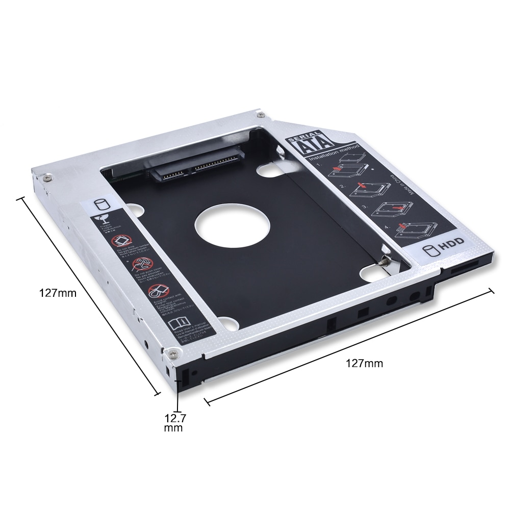TISHRIC Aluminum 12.7mm IDE HDD Caddy Optibay 2.5 Inch Hard Drive Case Enclosure For Laptop DVD-ROM ODD