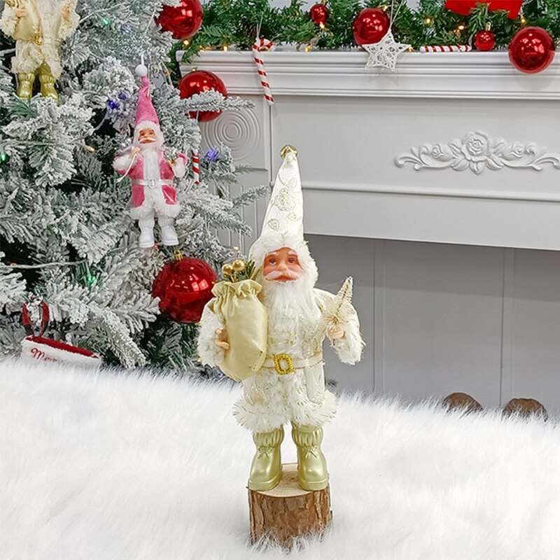 Q0KF 9 &#39;&#39;Pluche Kerstman Beeldjes Kerst Figuur Decoraties Opknoping Xmas Boom Ornamenten Santa Pop Speelgoed