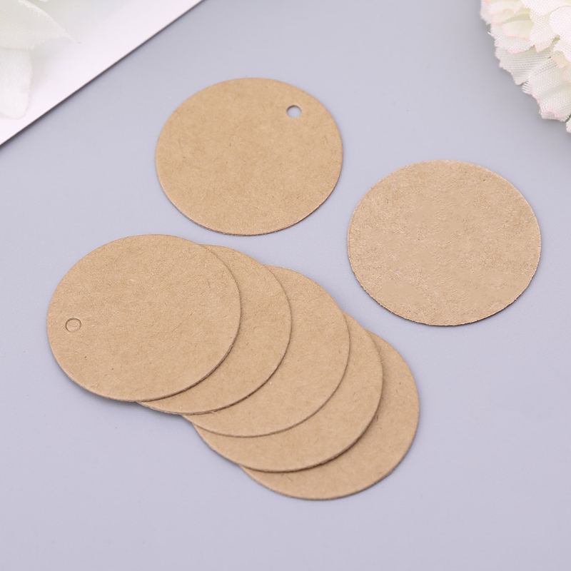 Étiquettes volantes en papier Kraft vierge, 100 pièces, pour de mariage, carte , 3.5cm, ,