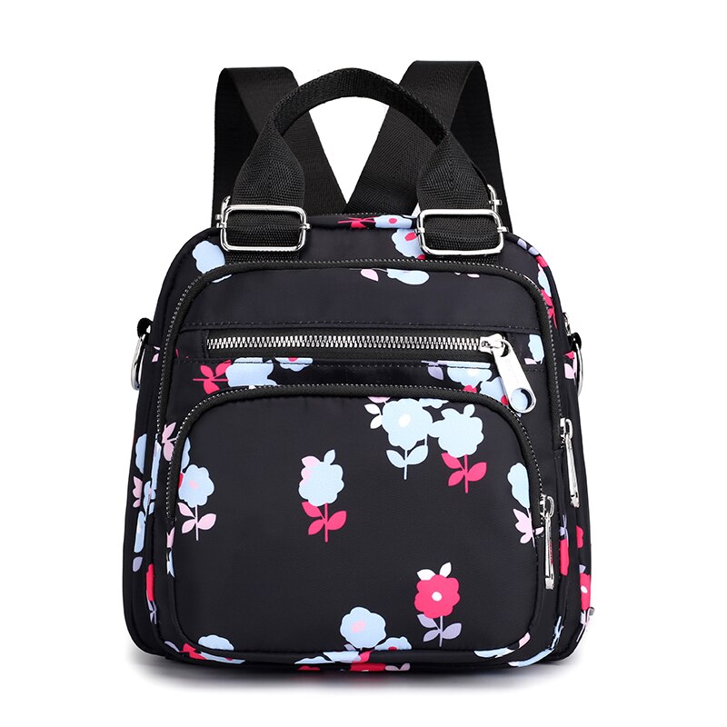 Frauen Nylon Rucksack Wasserdichte Weibliche Schulter Tasche Karikatur Druck Rucksack Mini lässig Bagpack Sack EIN Haupt Mädchen tasche: blume