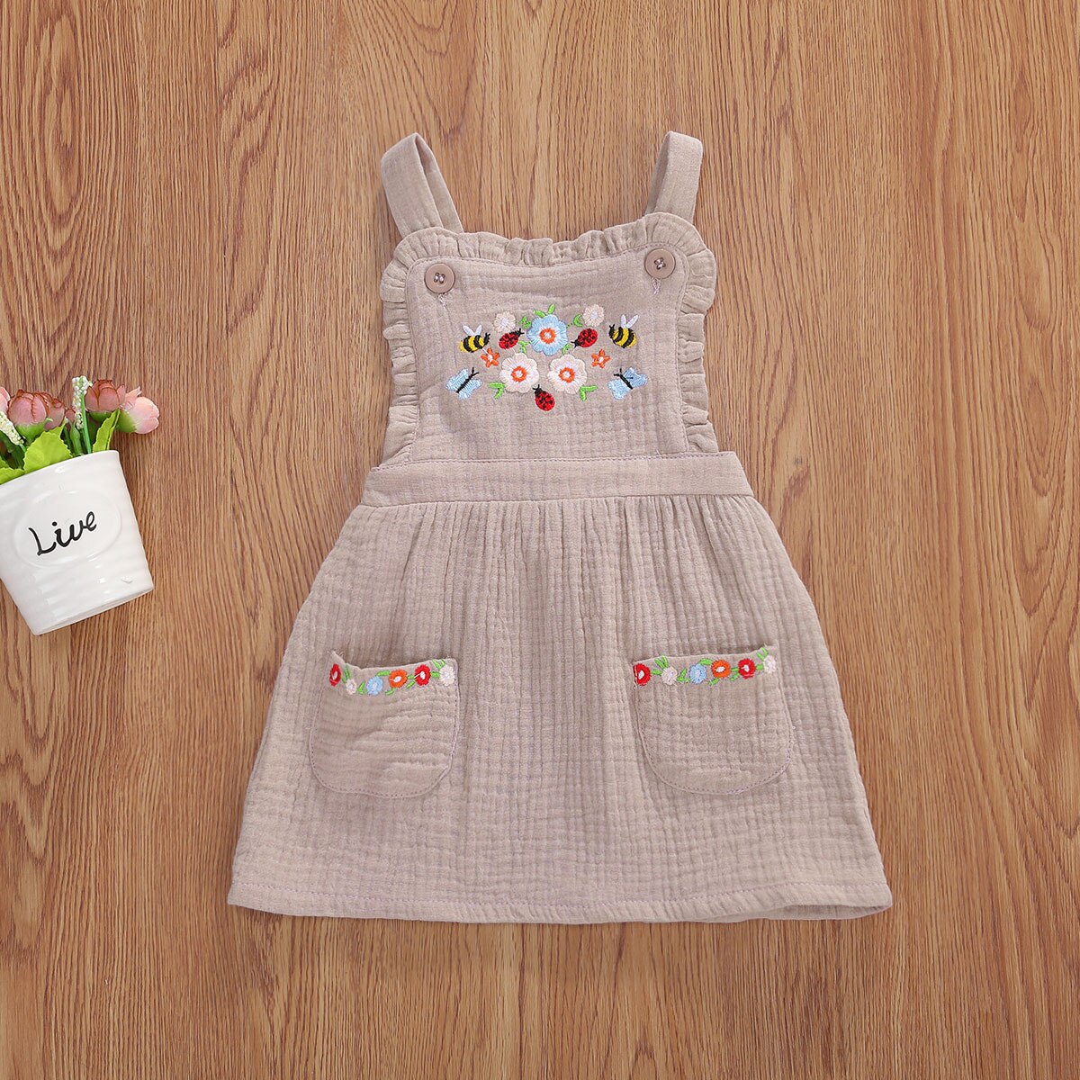 Sommerkjole børn babypiger overalls kjole blomsterprint ensartet knælængde a-line sundress 1-4 år