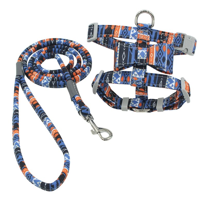 Japanse Stijl Reflecterende Hond Kat Harnas Verstelbare Harnas Kraag Huisdier Veiligheid Leash Rope Riem Hond Accessories1: A1