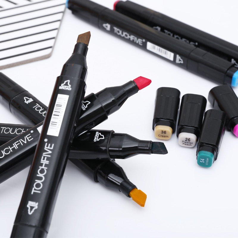 TOUCHFIVE-80 marcadores de colores Manga, rotuladores de dibujo a base de Alcohol, boceto, punta de fieltro, pincel doble oleoso, suministros de arte para estudiantes