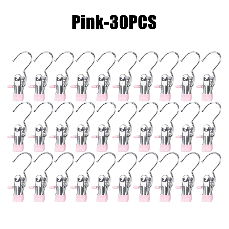10-100pcs Stainless Steel Clothespins Laundry Clothes Pegs Hook Portable Hanging Clothes Clip Wardrobe Clothes Organizer Hanger: Clear