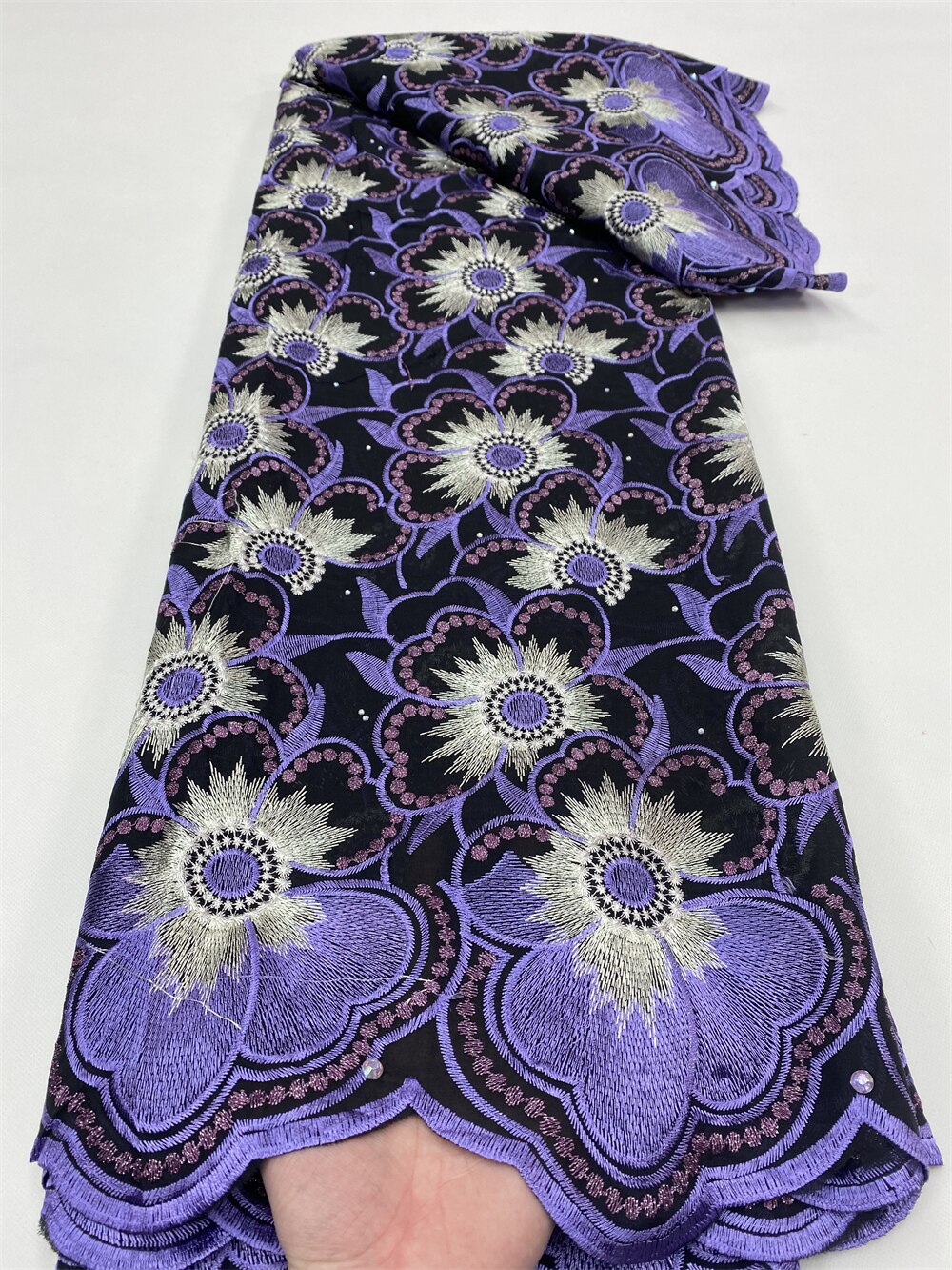 PGC afrykańska bawełna koronki tkaniny 2022 nowy koronka wysokiej jakości francuska nigeryjska koronki tkaniny z kamieniami na wesele 5 metrów YA4849B-1: 7african lace tkanina