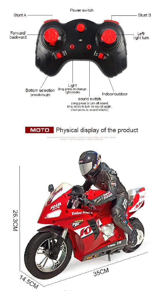 GloryStar HC-802-motocicleta de acrobacias, autoequilibrado, con Control remoto, 1:6