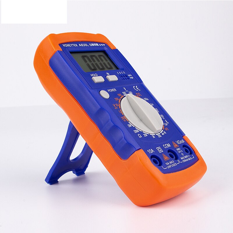 MiNi Digital Multimeter Tester AC DC Voltmeter AC Ammeter Frequency Resistance LED Measure With Stand LCD Backlight With Probes