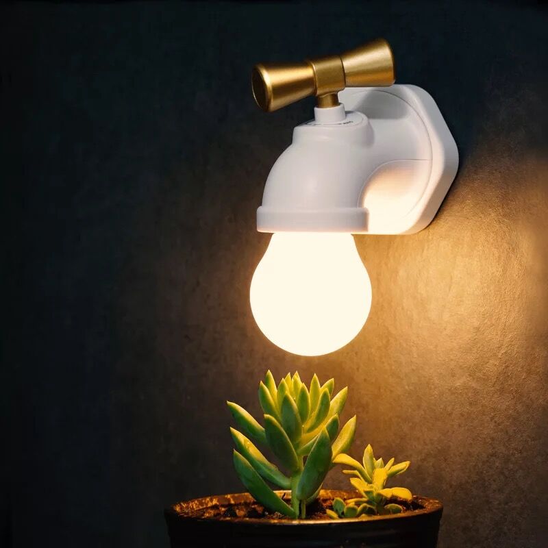 Creatieve Metalen Droom Meisje Slaapkamer Decor Inductie Energiebesparende Decoratieve Wandlamp Oogbescherming Water-Tap Lampada Comodino